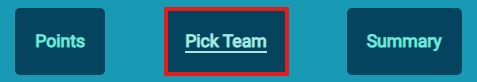 Image showing Pick Team page on the sub nav menu